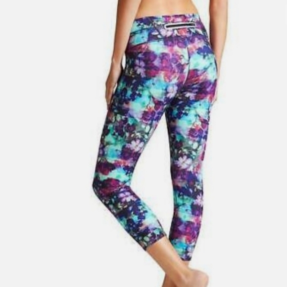 Athleta Floral Fade Sonar Capris Leggings Size Large - Picture 1 of 12